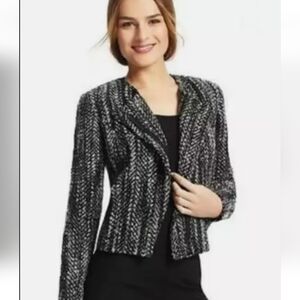 CABI #529 OverThe Moon Mockingbird Wool Blend Tweed Boucle Moto Zip Jacket Sz 4